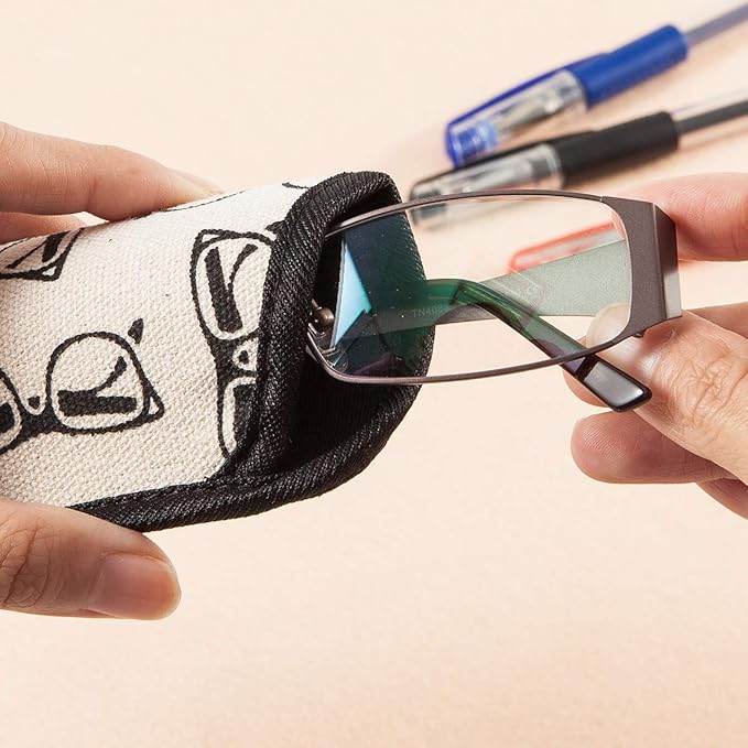 TRIUMPH VISION 3 Pack Reading Glasses Pouch Soft Case Eyeglass Sleeve Slim | Alternative to Bulky Case in bag, Lightweight Lined Padded Protect Optical lens Slip in, Cute Pattern Portable for Daily Use