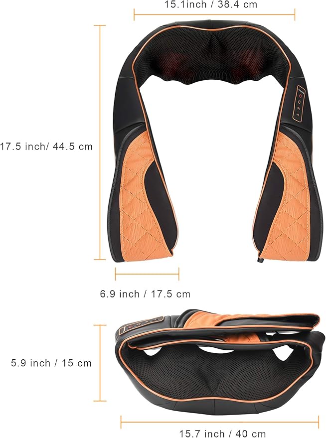 TRIDUCNA Shiatsu Neck Shoulder Back Massager with Heat and Carry Bag - Electric Massage Pillow with Deep Tissue Kneading for Lower Back, Calf, Leg Massage - Use at Home, Office, and Car