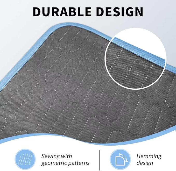Reusable Stain-Hiding Bed Pads 34" x 52" (2 Pack), Heavy Absorbency Leakproof Incontinence Underpads, Washable Mattress Protector Pee Pads for Adults, Kids & Dogs - with Encased Edges
