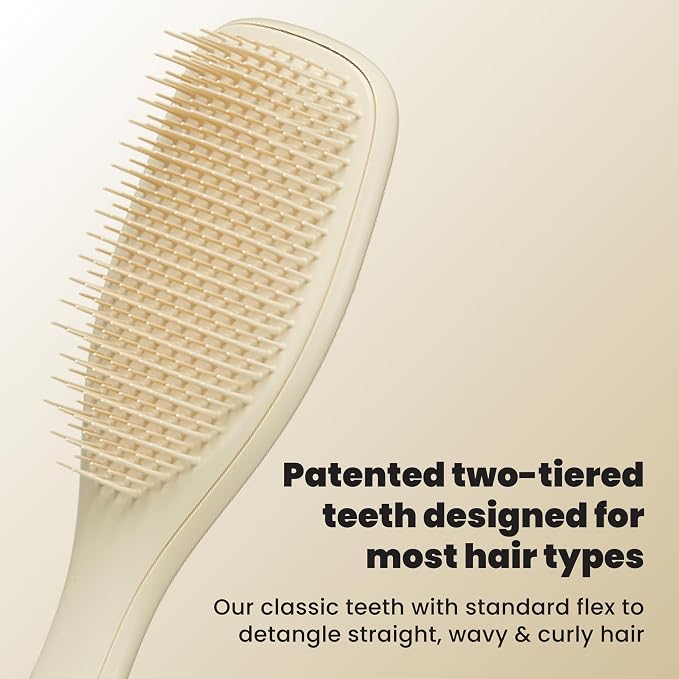 Tangle Teezer Ultimate Detangler Brush, Straight to Wavy, Cappuccino | Patented two-tier, regular-flex teeth reduce breakage & split ends on wet or dry hair; Shower-friendly hairbrush for all ages