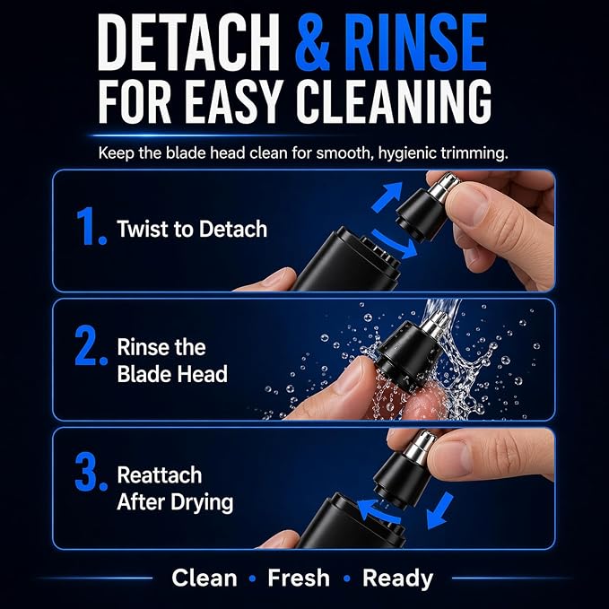 Portable Nose Hair Trimmer for Men Women, Update Ear and Nose Hair Trimmer Clipper, Waterproof Dual Edge Blades Nasal Trimmers with LED Display, USB-C Rechargeable Facial Hairs Remover, Mini Size