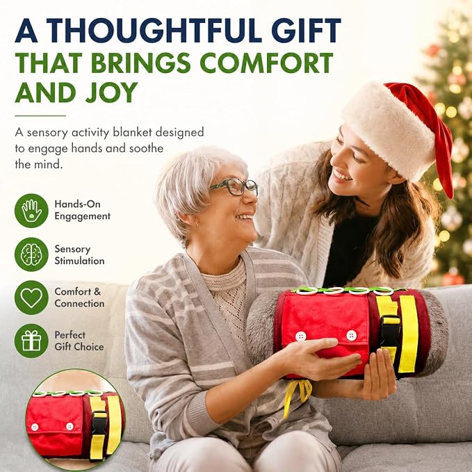 Fidget Blanket and Muff for Adults with Dementia, Alzheimers Dementia Activities Products for Seniors and Elderly, Gift Game and Sensory Fidget Blanket for Alzheimer’s or Dementia