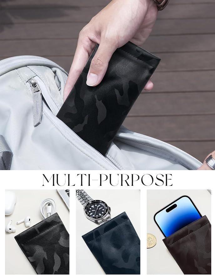 4 Pcs Squeeze Top Sunglass Case with Cleaning Cloth, Soft Leather Eyeglass Case Portable Sunglasses Pouch