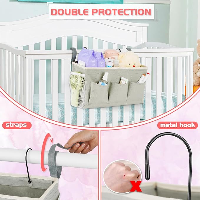 Bedside Caddy, Bedside Storage Bag Hanging Organizer for Bunk Dorm Bed Rail | Bed Caddy with Hooks, Top Bunks and Dorm Essentials for Water, Tissues, Tablets, Books, Phones, Remotes and Other Necessories