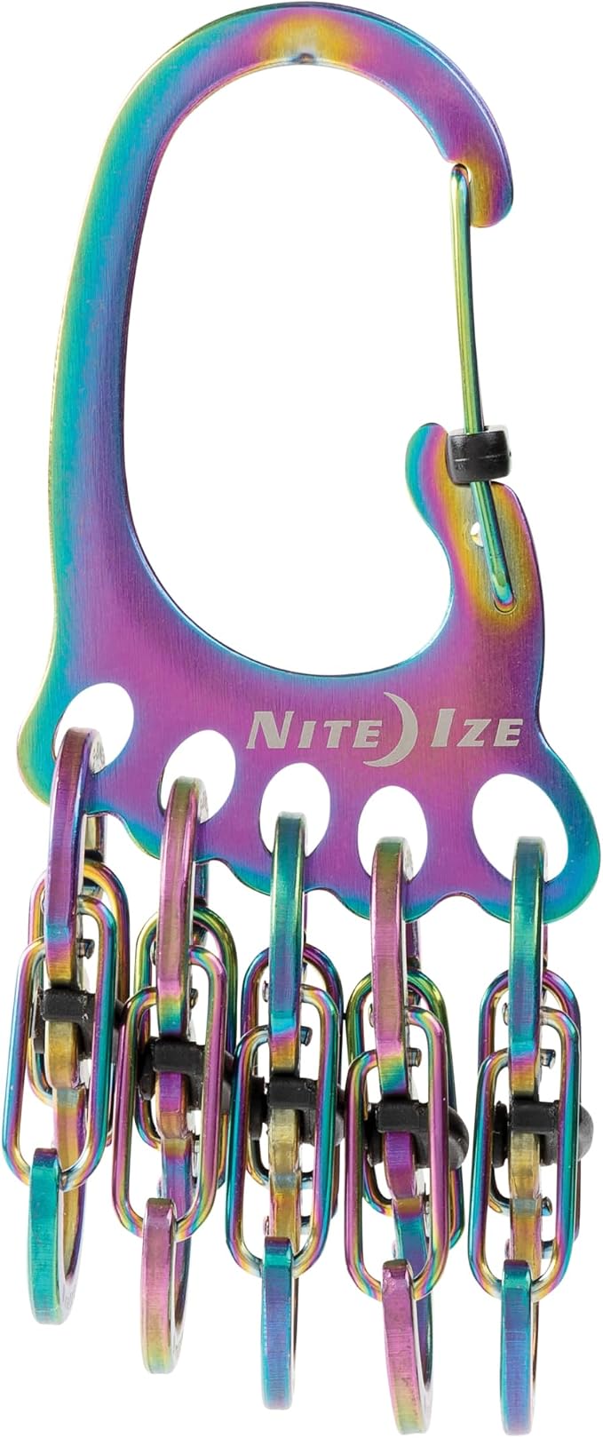 Nite Ize Bigfoot Locker KeyRack - Stainless Steel Holder for Car, House & Other Keys - Carabiner with S-Biners - Holds 15 Keys at Once - Hiking Gear & Essentials - Stainless