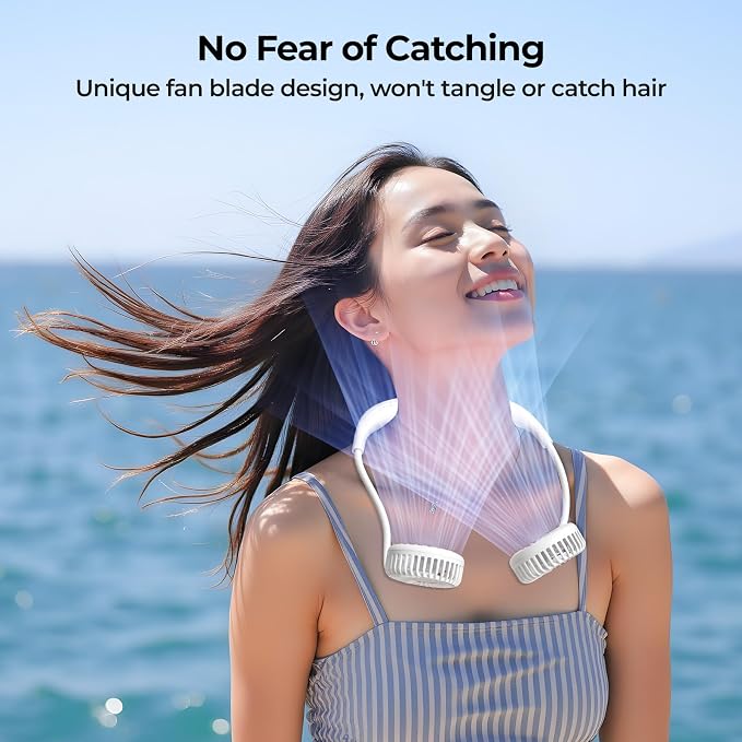 AMACOOL Portable Neck Fan, Lightweight Wearable with Hands-Free Comfort | 360° Adjustable Personal Fan with Ultra Quiet & Strong Wind, Gifts for Men Women Hot Flashes Cruise Travel Outdoor Sports