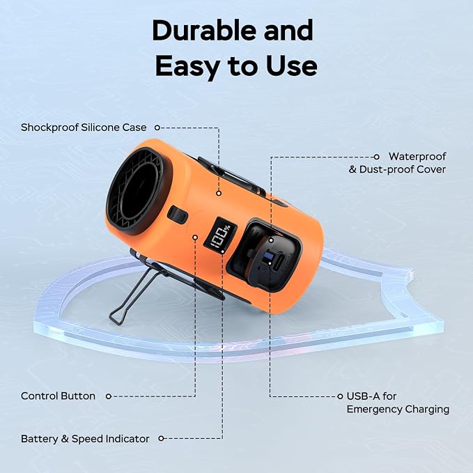 AMACOOL Mini Portable Waist Fan Clip on, 13000RPM Wearable Shirt Belt Fan | Gifts for Father Him Men Dad Husband, Rapid-Cooling Personal Neck Fans for Men Women Outdoor Work Jobsite Travel Camping