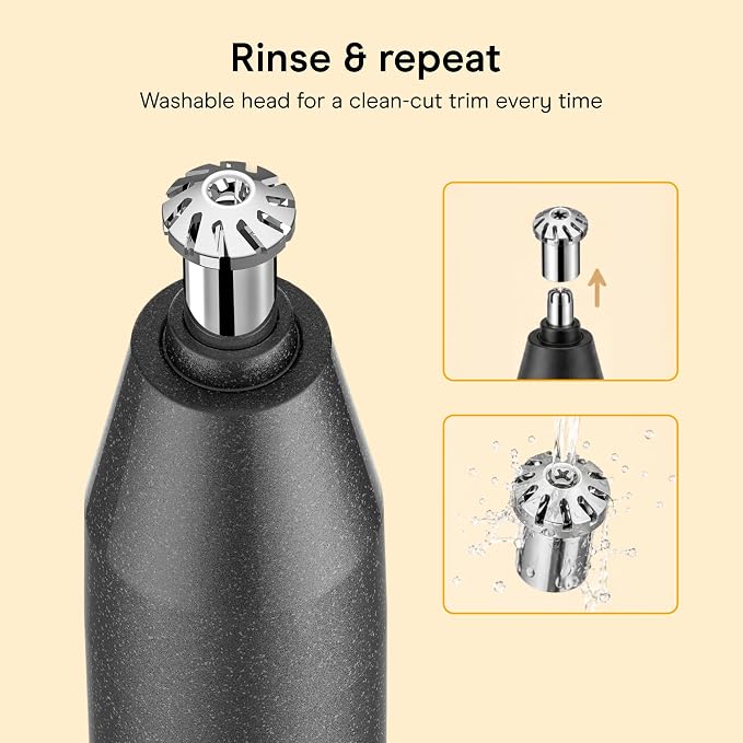 ConairMAN 360° Bevel Blade Ear and Nose Trimmer | Patented 360° Beveled Blade Trims Ear, Nose, and Brows with No Pulling, Black/Silver, PG1000LL