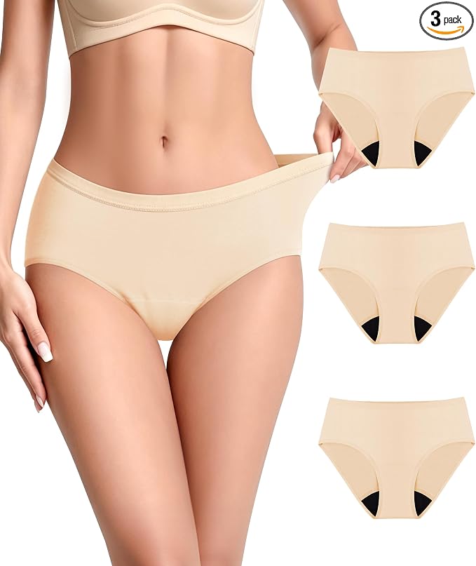 Women's Incontinence Underwear Washable Leakproof 3 Pack | 56ml Absorbency,5-Layer Leakproof Guard,Postpartum Bladder Leak,Odor Free,Soft Breathable Cotton Reusable Panties for Women