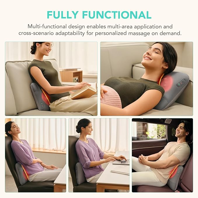 SKG Cordless Back Massager for Pain Relief Deep Tissue 4D Back and Neck Massager with Dual Sided Heat Gifts for Men and Women Dad Mom Grandpa