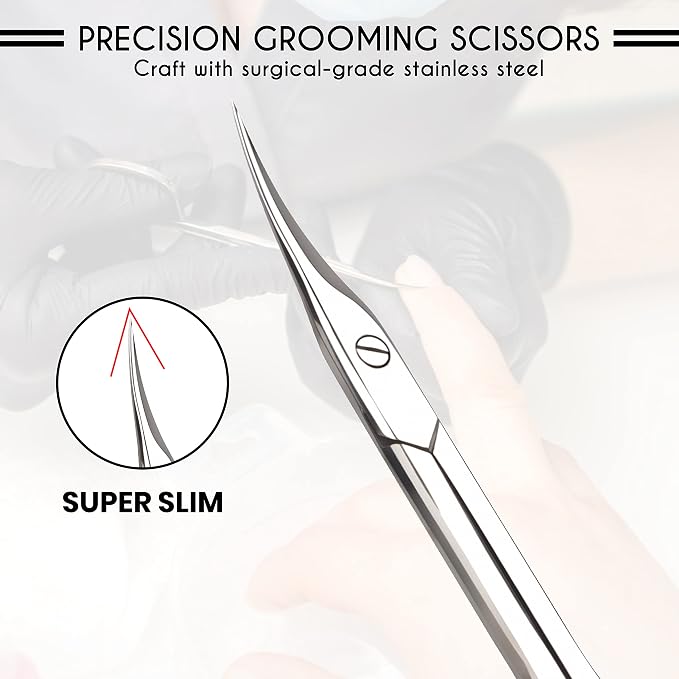 Cuticle Scissors Extra Fine Curved with Case Manicure Scissors for Women & Men Gifts Tijeras para Cuticula Profesional Nail Scissors Stainless Steel Sharp Cuticle Scissors for Nails