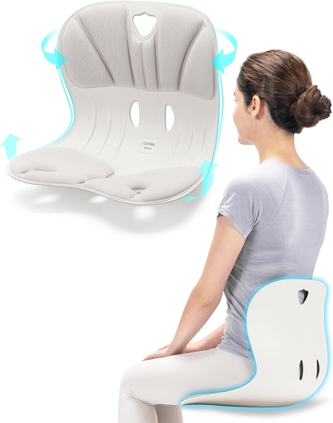 curble Wider – Ergonomic Desk Chair Seat Cushion, Everyday Passive Posture Trainer for Work from Home, Office & Car, Breathable Lumbar Support