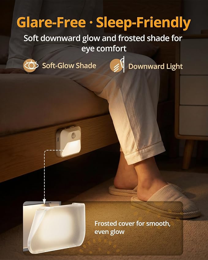 Smart Sync Linkable Night Lights with 3-in-1 Charging Dock, Rechargeable Motion Sensor Nightlight, Dimmable Step Lights for Stairs, Hallway, Bathroom, Bedroom, Nursery, Pets, 6 Pack