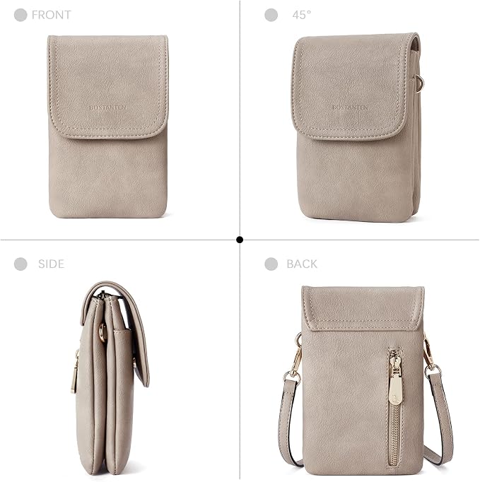 BOSTANTEN Small Crossbody Bag for Women Designer Cell Phone Purse | Vegan Leather, Multiple Pockets, Card Slots, Compact Size for Phone, Cards and Keys, Daily Travel Shopping Use
