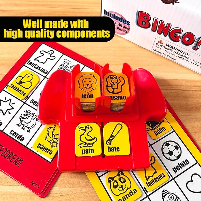 1step2dream Spanish Bingo Game for Kids: Enhancing Learning with Spanish Sight Word Matching Games - Ideal for Classroom & Family | Fun Sightwords Game