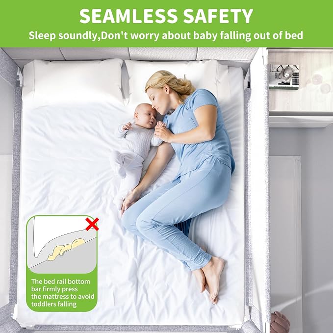 1-Piece Adjustable Height Baby Bed Rail, Kids Safety Guard Rails for Twin Full Queen King Size (1 Side:74.8")