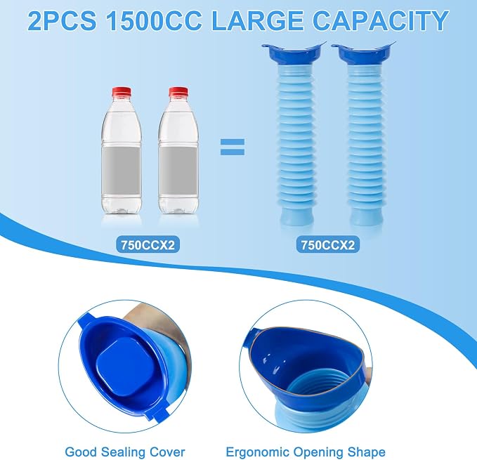 Pee Bottles for Men,Portable Urinal for Men,Collapsible Urine Bottle 750ML | Car Urinals for Men and Women,Emergency Urinal Bottle Shrinkable Pocket Toilet for Travel,Camping,Traffic Jam,Road Trips