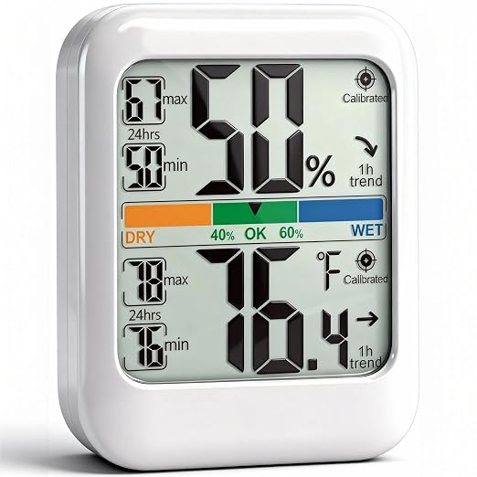 G.CATACC Room Thermometer Indoor Hygrometer Temperature Humidity Monitor | 5s Fast Refresh, 2.8" Large LCD, Battery included, Accurate Sensor for Home Office Baby Nursery Greenhouse Reptile Incubator