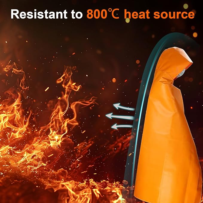 Fire Escape Cloak, Extra Big, Emergency Used as A Fire Blanket, for Home | Fireproof Cloak,Fire Escape for Household Office,Head Protect, Reused No Expire,Easy Use for Everyone,Versatile Usage 63*56in