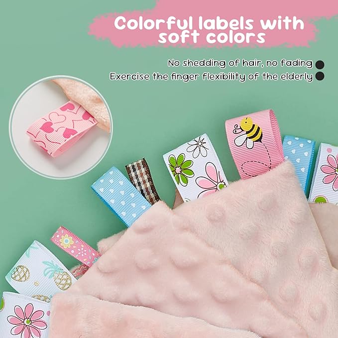 Fidget Blanket for Adults with Dementia,Autism Sensory Products,Sensory Mat for Senior,Activities for Alzheimers Patients,Gift for Dementia Patients,Sensory Toys for Autism (Pink (2 Pack))