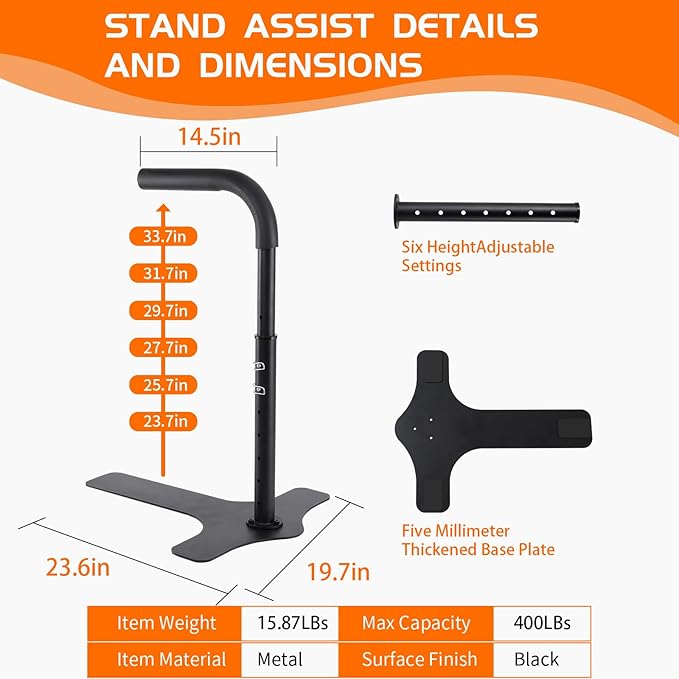 6-Levels Chair Couch Stand Assist Aid for Elderl, Adjustable Couch Cane/Rails/Handles for Seniors Sit to Stand, Sofa Lift Pro Standing Aids & Supports Devices, 400LBS Capacity
