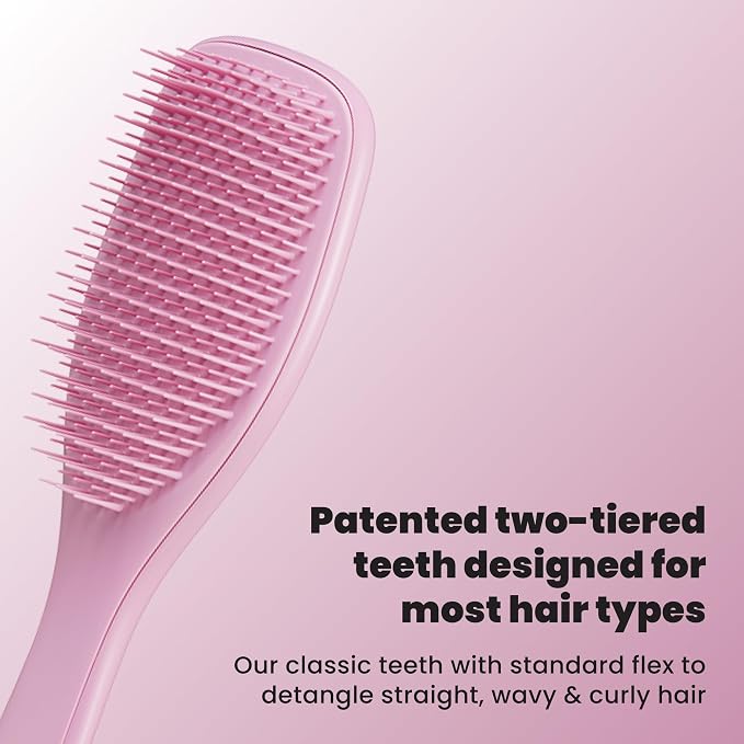 Tangle Teezer Ultimate Detangler Brush, Straight to Wavy, Rosebud | Patented two-tier, regular-flex teeth reduce breakage & split ends on wet or dry hair; Shower-friendly hairbrush for all ages