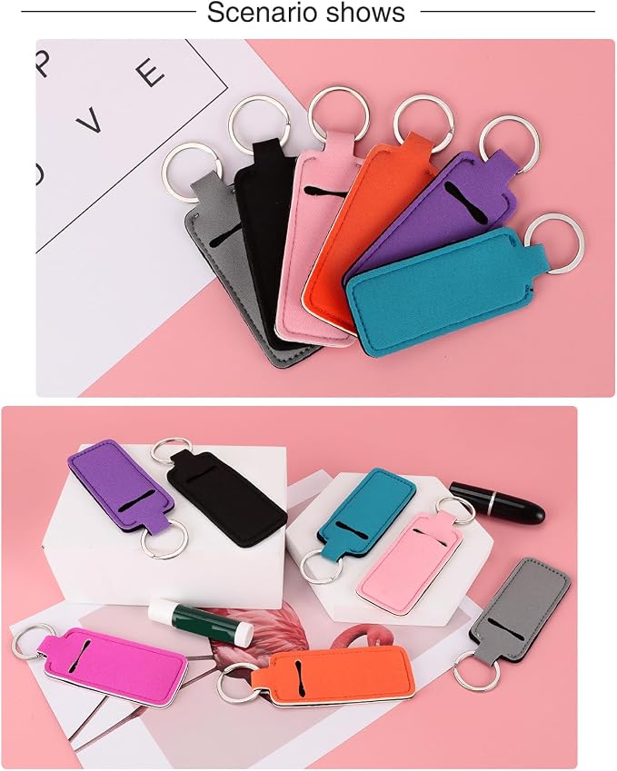 Meiiy Chapstick Holder Keychain Lip Balm Holder Lipstick Sleeve Pouch Lip Gloss Holder Stocking Stuffers Gift for Women