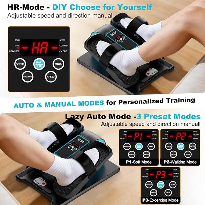 TDH Under Desk Elliptical Machine,Electric Leg Exerciser as Seen on Tv for Senior Adult,Portable Quiet Pedal Exerciser While Sitting with 12 Adjustable Speed Auto&HR Mode for Home Office