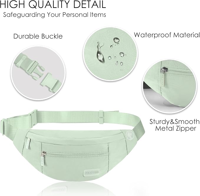 Fanny Pack for Women Shoulder Sling Bag with 4-Zipper Pockets Crossbody Bag | Key Chain,Fit All Phones,Adjustable Strap Passport Holder Bag for Shopping Traveling Running