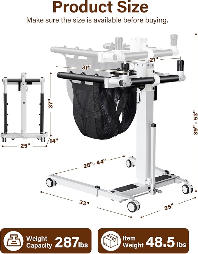 Flycity Electric Patient Lift Transfer Chair for Elderly & Disabled, Portable Folding Sit to Stand Patient Transfer Devices, Electric Wheelchair to Car Assist Devices, Shower Chair Lift for Home Use