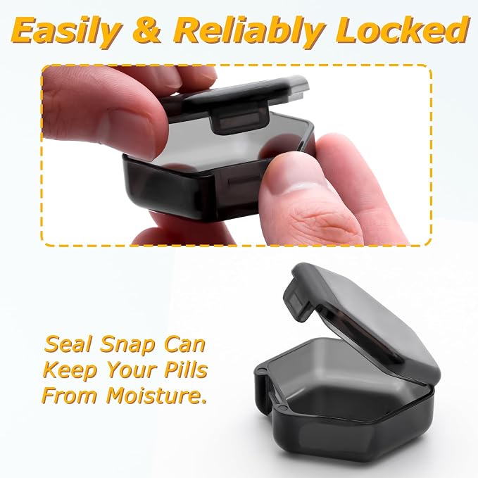 Yaklim Small Pill Case, 7 Packs Mini Pill Box | BPA Free, Portable Travel Pill Box, Pocket Purse Briefcase Use, 7 Individual Pill Containers for Fish Oils and Supplements