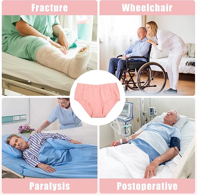 Comfortable Adaptive Underwear - Hospital-Ready Undergarments for Elderly Women with Easy Closure and Elastic Design, Ideal for Post-Surgery and Incontinence Care (Pink, Large)