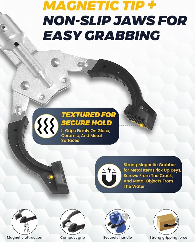 Heavy Duty Grabber Reacher Tool, Grabber Pickup Tool Extra Lon 53" Trash Picker Upper Grabber Heavy Duty Stainless Steel Thickened Non-Slip 6 inch Wide Jaws Claw Reaching Tool