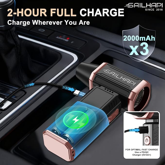 Compressed Air Duster 300000RPM, Cordless Electric Dust Blower | High Speed, Variable Speed Durable Cleaner for Gamer, Keyboard, Car, PC & Desk, Replaces Canned Air, Barber Gifts for Men