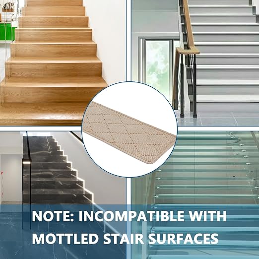 Stair Treads for Wooden Steps, 15 Pack 9" X 30" Non Slip Carpet Stair Treads Indoor with Reusable Adhesive for Elders and Dogs, Pet Friendly Polyester TPR Backing Stair Runner