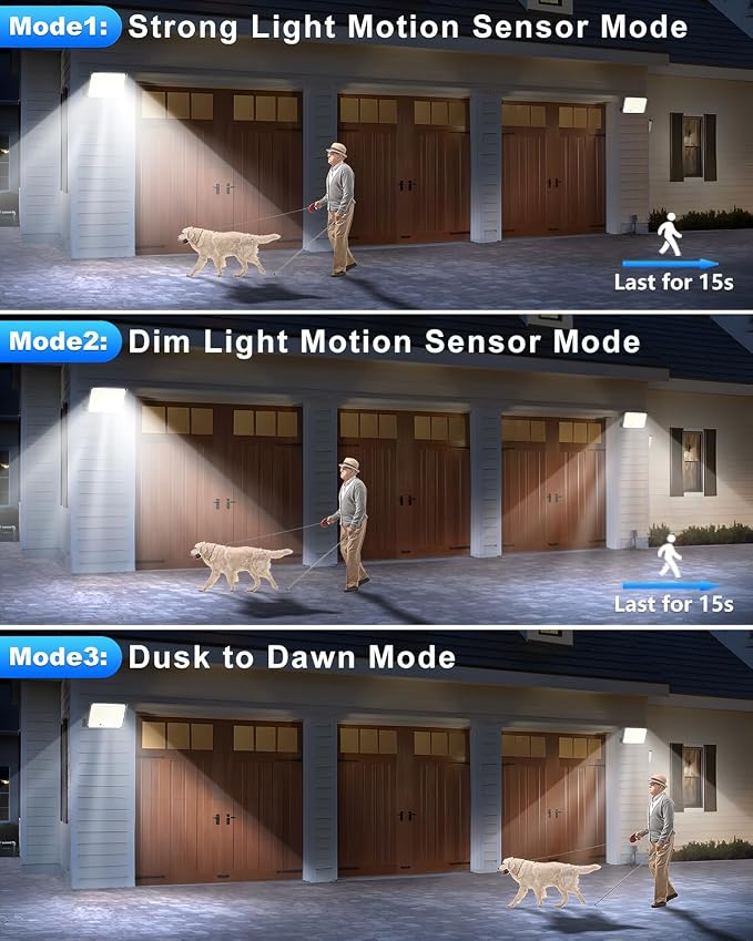 Gusicil Solar Lights for Outside, Motion Sensor Outdoor Lights,1Pack | 3 Modes Split Motion Sensor, Remote Control, Waterproof IP65, For Yard, Patio, Garden, Garage