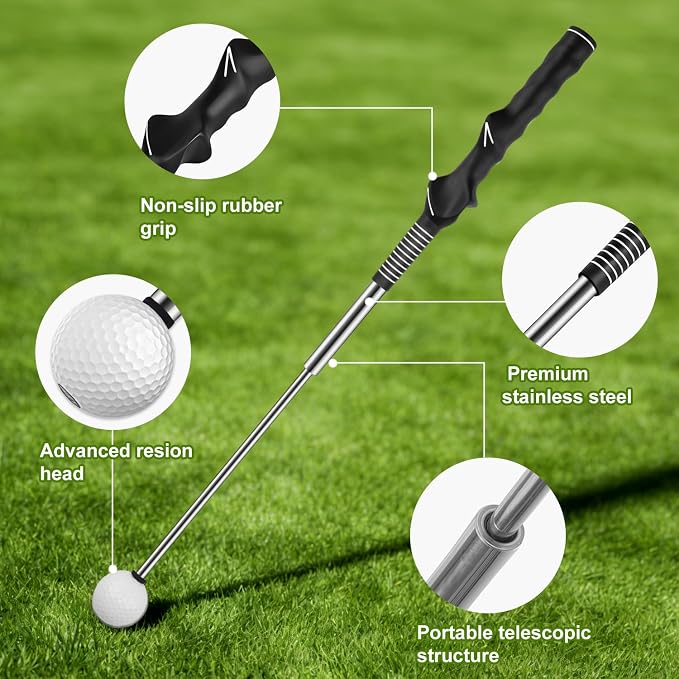 Retractable Golf Swing Aid for Golf Speed Training, Rhythm Click Golf Swing Trainer for Indoor Golf Practice & Outdoor Warm Up, Golf Grip Trainer for Improving Hitting Strength & Tempo | Retractable Golf Swing Aid