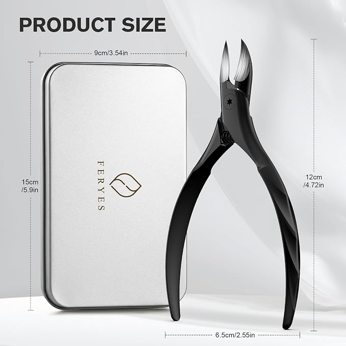 FERYES Podiatrist Toenail Clippers for Thick Nails – Curved Blade Scissors for Seniors, Ingrown Nail Trimming with Wide Jaw, Anti-Slip Handle, Premium Stainless Steel