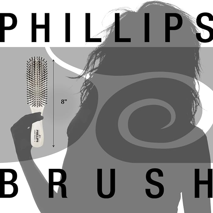 Phillips Brush Light Touch 6 Hair Brush, Full + Petite Combo, Ivory White | Includes Full and Petite Nylon Brushes to Gently Detangle All Hair Types for Daily Use and Travel