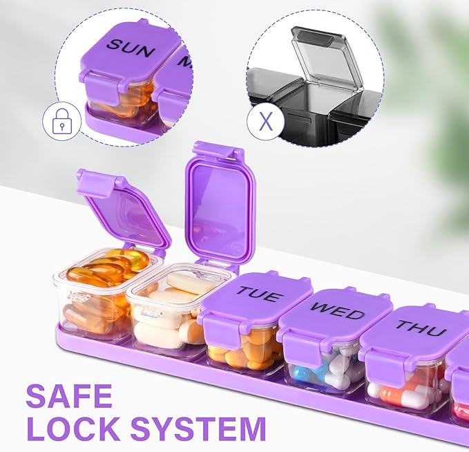 Extra Large Weekly Pill Organizer - Waterproof 7-Day Pill Box, Portable Vitamin & Supplement Case, Easy to Open Design, Ideal for Travel and Daily Medication Management