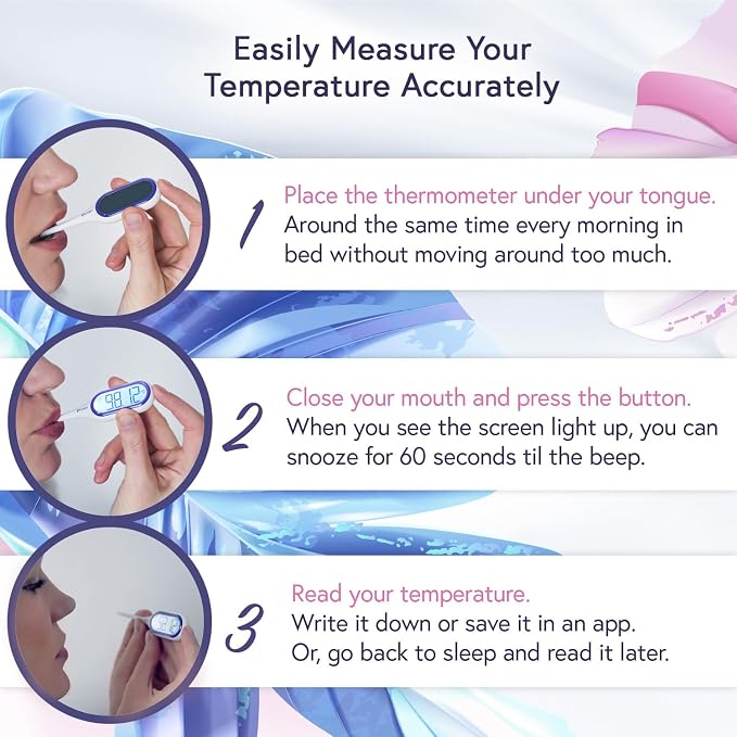 iProven Basal Body Thermometer, Easy to Use with Backlight & Big Digits | 1/100 Degree High Precision, BBT for Ovulation Tracking, 30 Memory Recall, Accurate Fertility Temperature Tracker