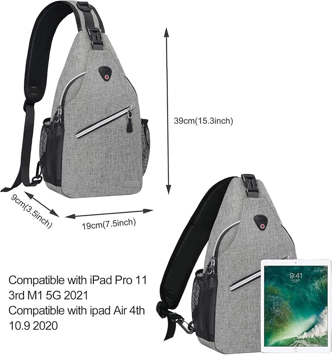 MOSISO Small Sling Bag for Men, Crossbody Shoulder Chest Daypack Bag | Sling Backpack for Casual Travel Hiking