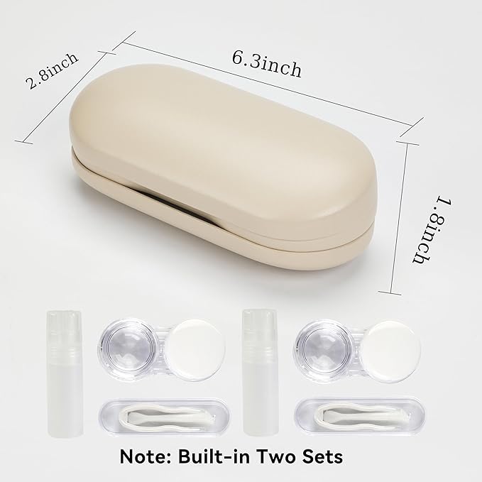 Eyeglass Case Double Sided Travel Size Cute Portable Contact Lens Box 2 in 1 Multifunction With Tool for Daily Outdoor Office