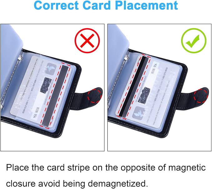 Wisdompro Credit Card Holder, RFID Blocking Wallet Debit Card Protector | Slim Leather Credit Card Organizer Case, Card Case with Magnetic Closure, 20 Card & 7 Memory Card Slots - Vertical Black