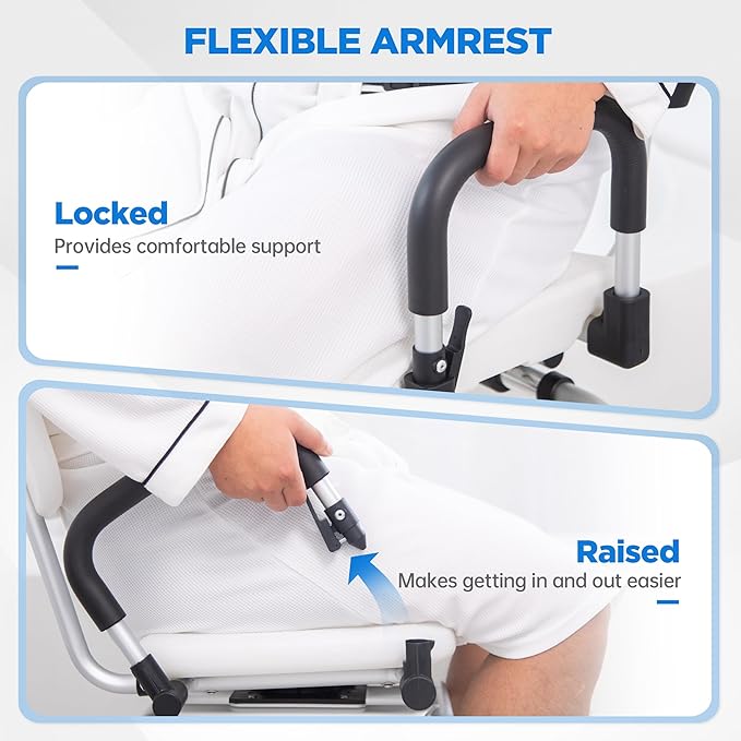 Swivel Shower Chair for Inside Bathing, Rotating Seat Medical Bath Chair With Backrest Pivoting Arms for Elderly and Disabled