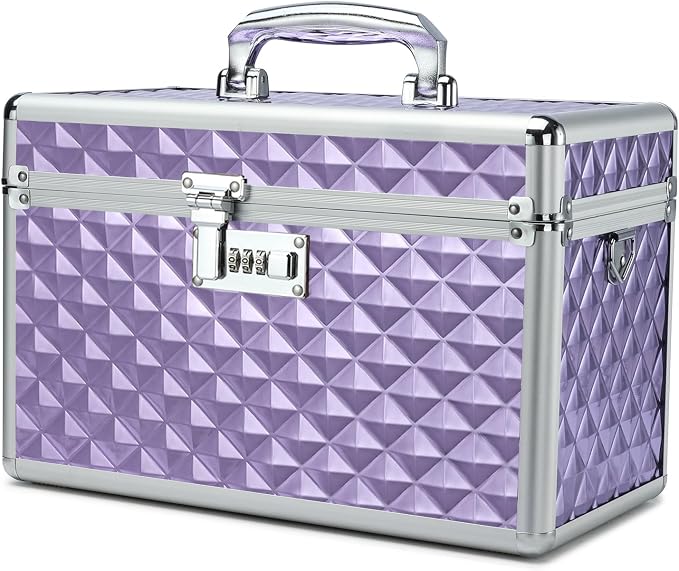 Storage Lock Box with Combination Lock, Lockable Medicine Storage Box, Empty First Aid Box, Security Lock Box, Multipurpose Locking Box for Home and Outdoor Use (Purple, Large)
