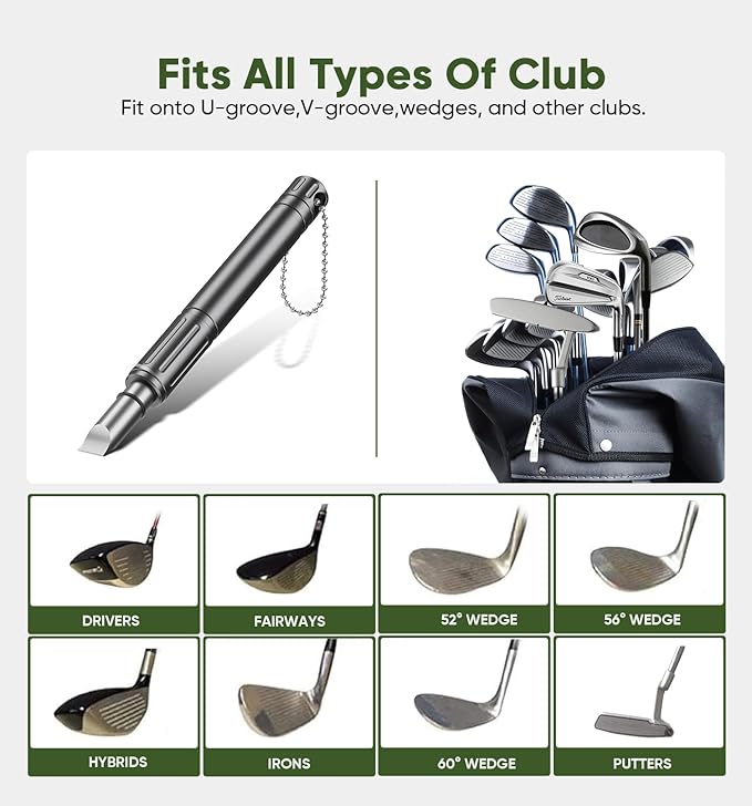 Jiskan Pro Golf Club Grooves Sharpener Cleaner Tool for Wedges&Irons, Essential Golf Accessories Golf Gifts for Men Cool Golf Gear Unique Golf Bag Accessories Golf Gadget