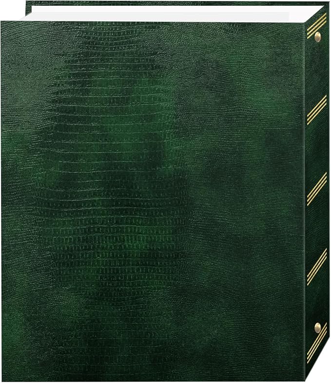 Magnetic Self-Stick 3-Ring Photo Album 100 Pages (50 Sheets), Hunter Green