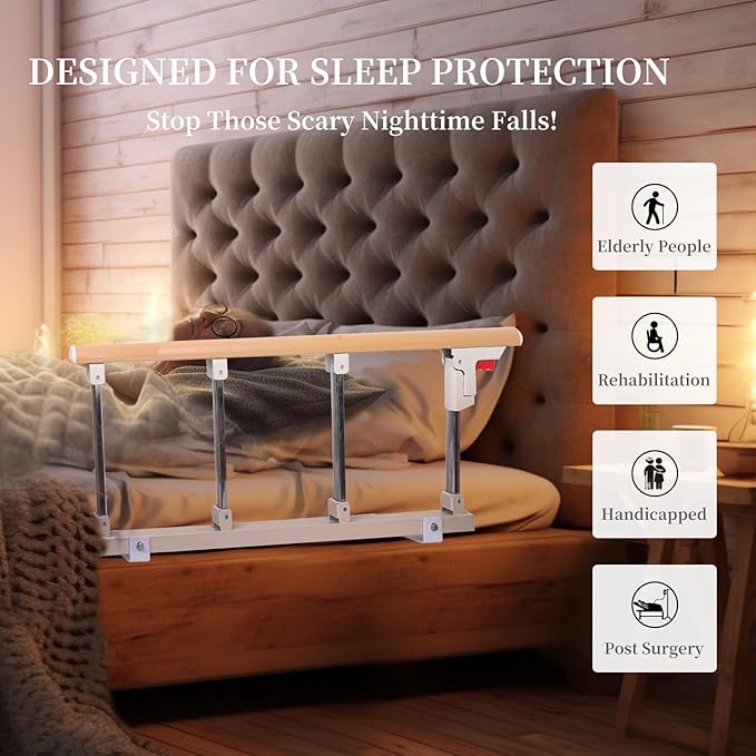 Bed Rails for Elderly Adults, Rail Assist for Seniors Safety,Folding Bed Assist Seniors Safety Bed Guard Rail Handle to Prevent Falling Out of Bed,Bed Side Grab Rail Bed Cane,36.6"x14.2"