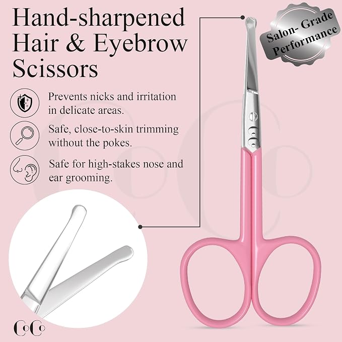 Stainless Steel Nose Hair & Eyebrow Cutting & Trimming Scissors